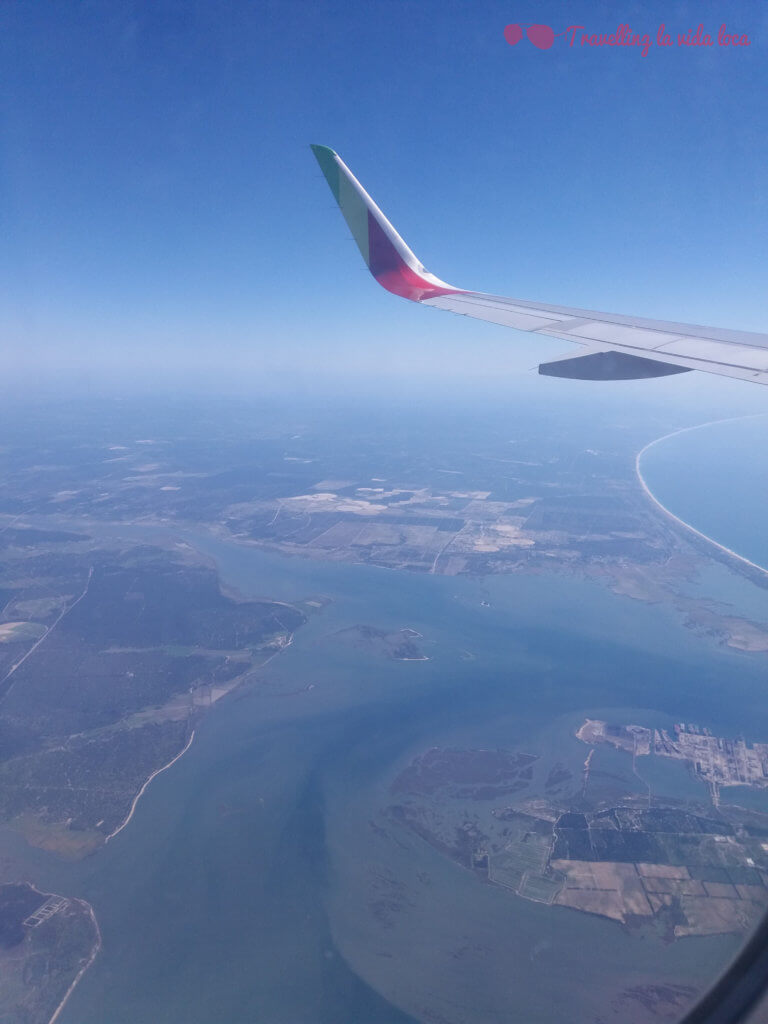 Las vistas del estuario del Tajo desde el avión